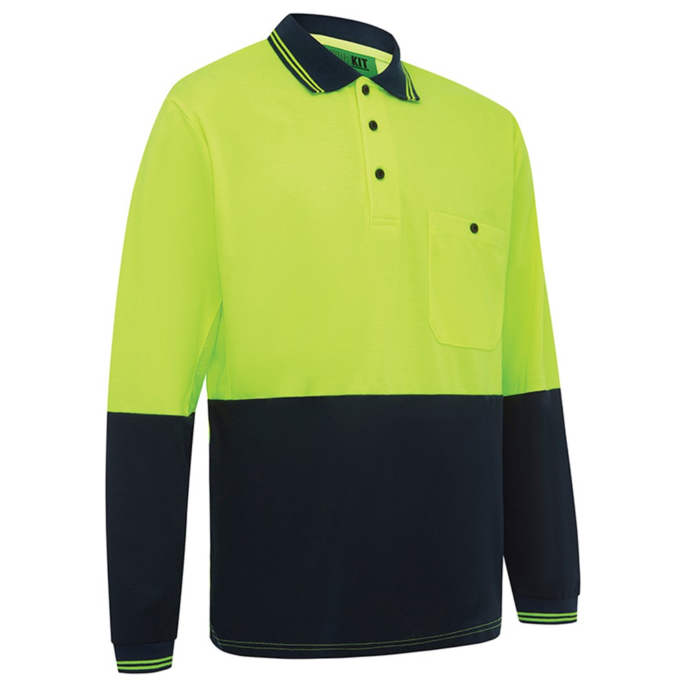 [WW-5004YN-XS] WORKIT 5004YN Long Sleeve Polo Shirt Yellow/Navy (XS)