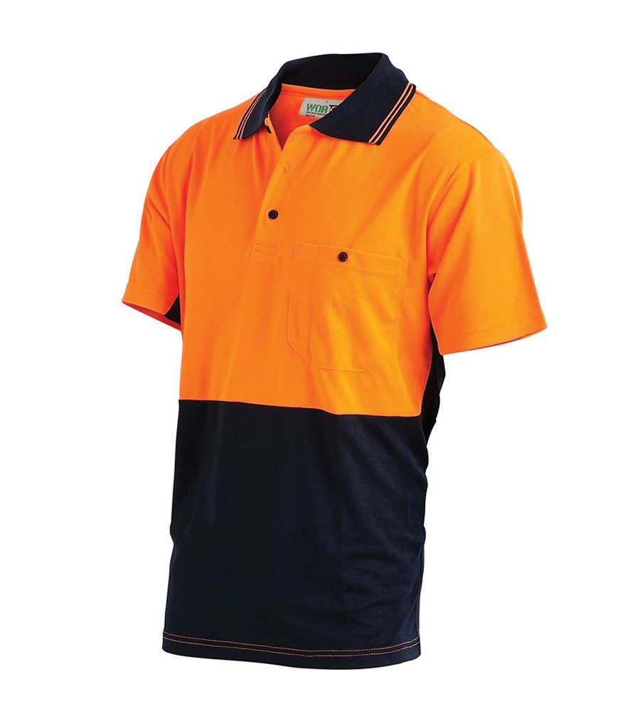 WORKIT 5005ON Short Sleeve Polo Orange/Navy