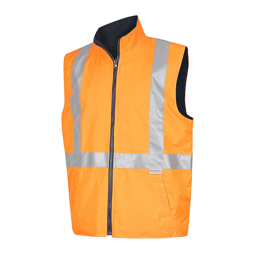 [WW-7501ON-XS] WORKIT 7501 Reversible Taped Vest Orange/Navy (XS)