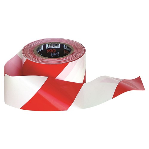 100m Barricade Tape - Red White Stripe