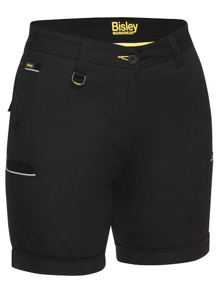 [BW-BSHL1015-B06] BISLEY BSHL1015 Womens Stretch Cotton Short (06, Black)