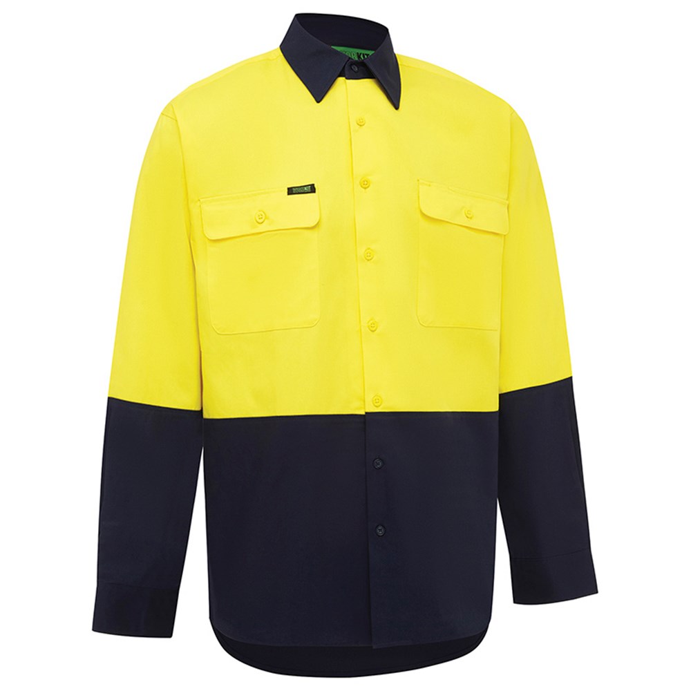 [WW-2003YN-2XS] WORKIT 2003 190gsm Cotton Drill Work Shirt (2XS, Yellow-Navy)