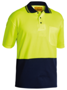 [BW-BK1234Y-S] BISLEY BK1234 Hi-Vis Short Sleeve Polo (S, Yellow-Navy)