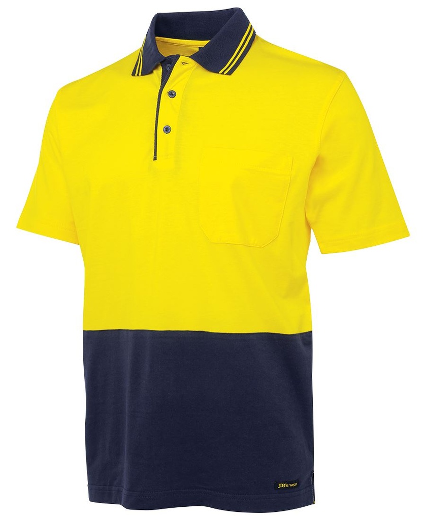 [JBS-6CPHVY-XS] JB's 6CPHV HiVis Short Sleeve Cotton Polo (XS, Yellow-Navy)