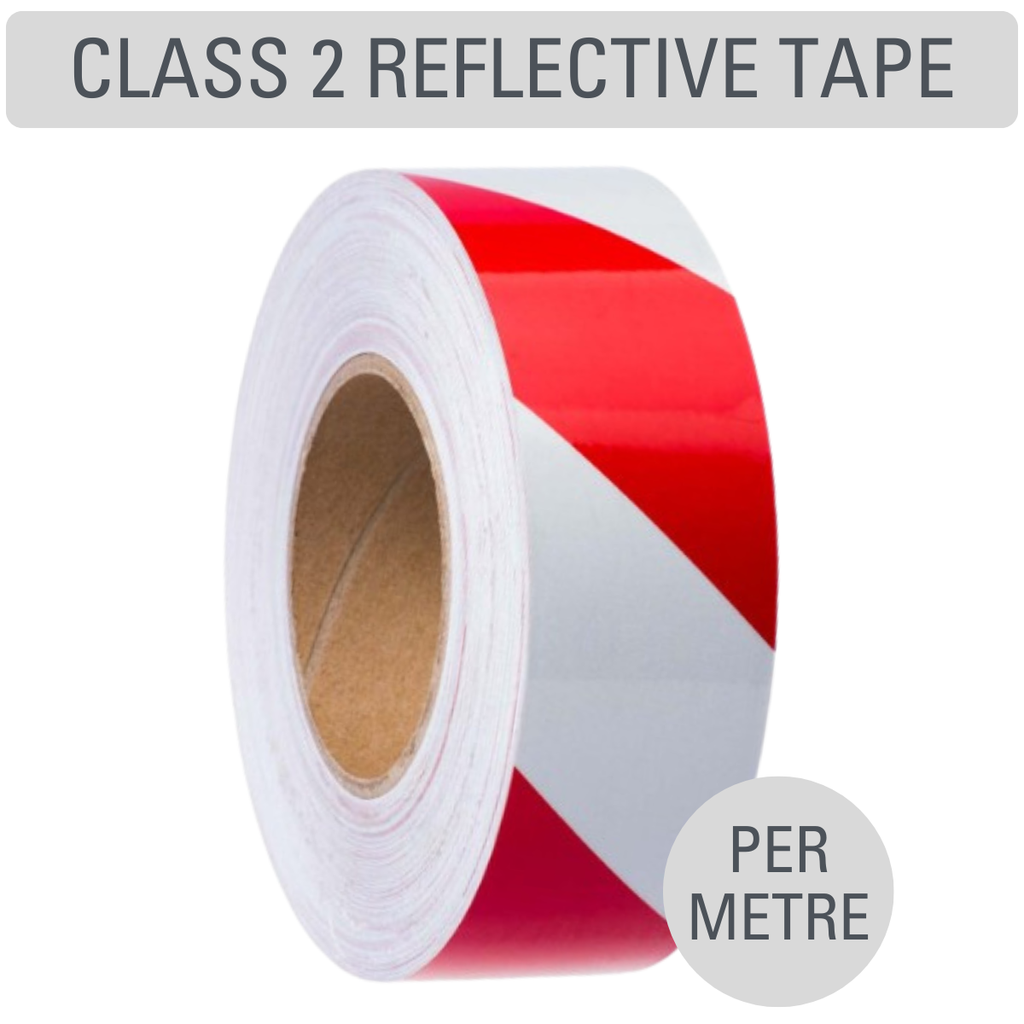 [per M] Class 2 Reflective Tape, 50mm - Red/White Stripe