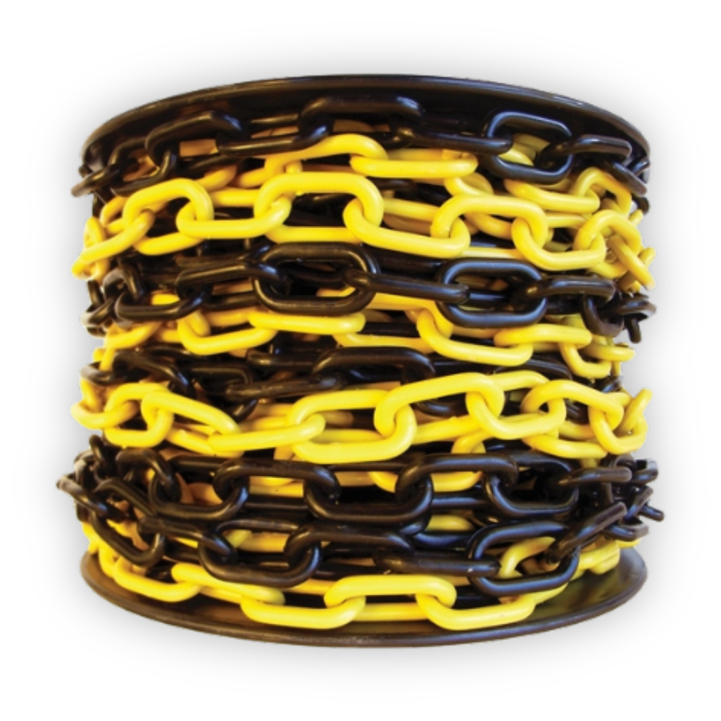 [CCI-PCYB825R] 8mm Safety Chain, Plastic - 25m roll (Yellow-Black)