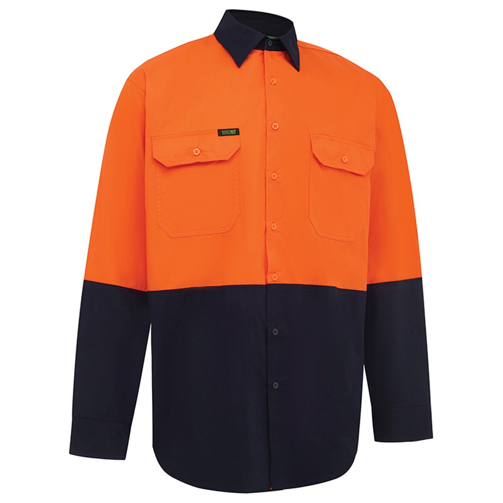 [WW-2007ON-2XS] WORKIT 2007 Lightweight Long Sleeve Shirt Orange/Navy (2XS)