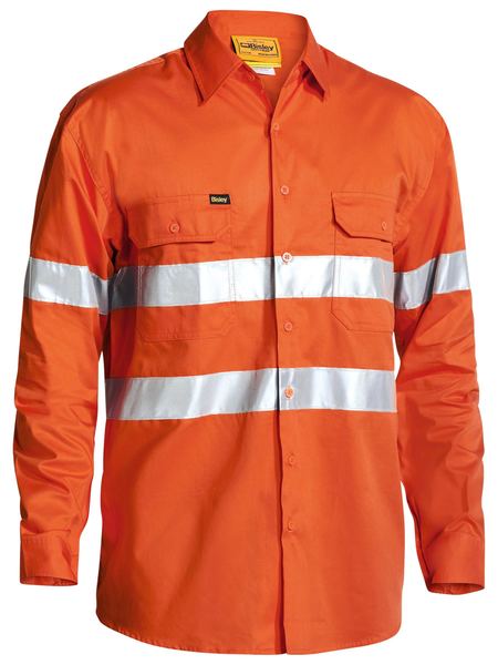 BISLEY Taped Hi Vis Cool Lightweight Drill Shirt