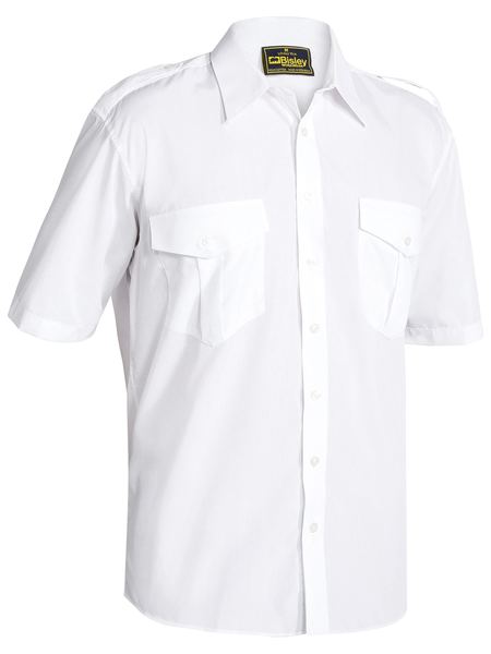 [BW-B71526-WS] BISLEY B71526 Epaulette Shirt (White, S)