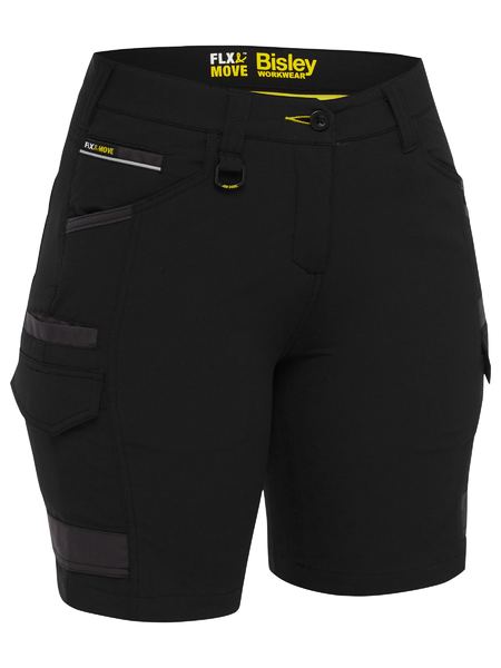 [BW-BSHL1332-B10] BISLEY BSHL1332 Womens Flx&Move Stretch Zip Cargo Short (Black, 10)
