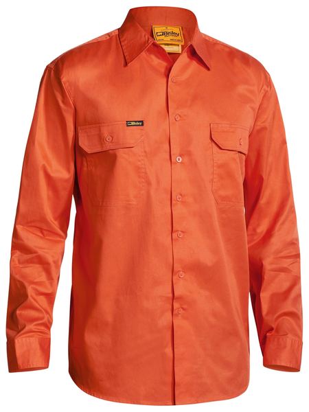 BISLEY BS6894 Gusset Cuff Lightweight Drill Shirt, Orange