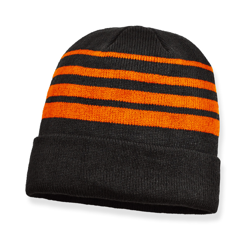 Acrylic Beanie - Black/Orange