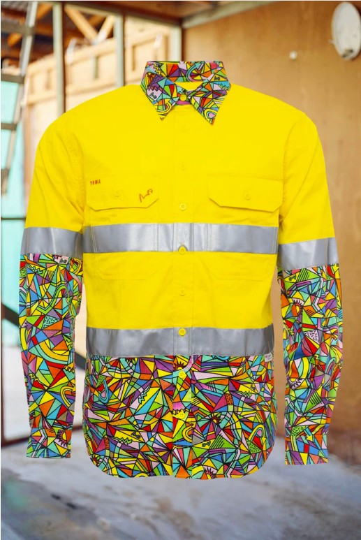 [TM-BONZA-YS] TRADEMUTT Men's HiVis Cotton-Drill Shirt (S, BONZA, Yellow)