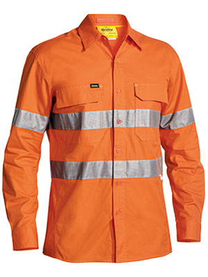[BW-BS6416T-S] BISLEY X Airflow Taped Hi Vis Ripstop Shirt, Orange (S)