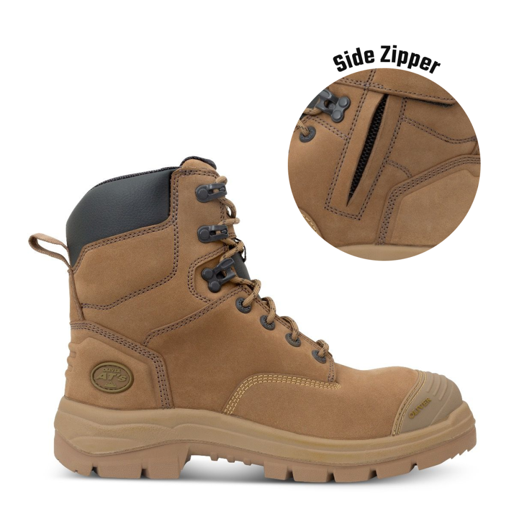 OLIVER 55-352Z Zip-Sided Safety Boots, Stone