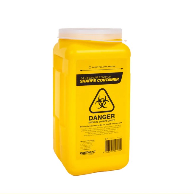 FASTAID FSC014 Sharps Container, 1.4l