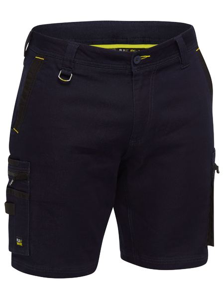 [BW-BSHC1335-B72] BISLEY BSHC1335 Flx & Move Stretch Denim Zip Cargo Shorts (72, Black)