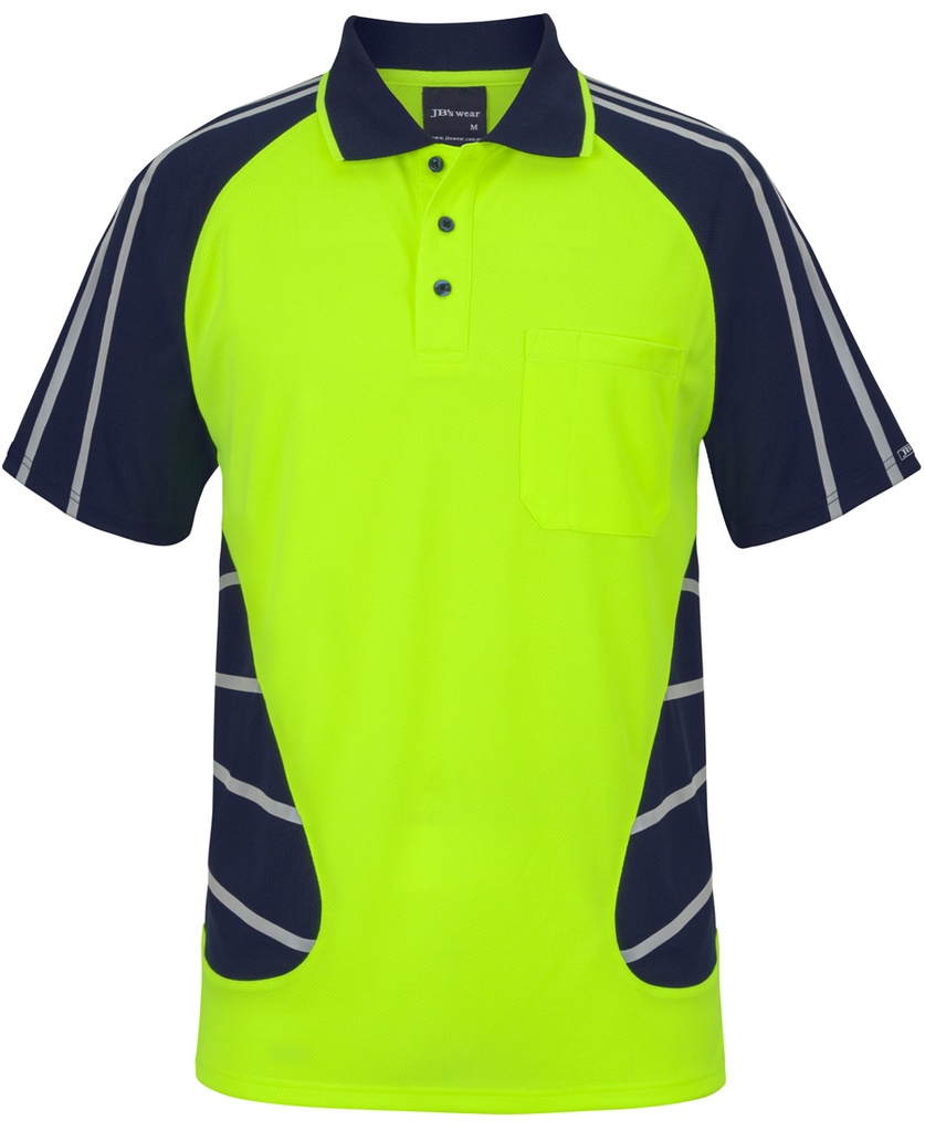 [JBS-6HSSRY-S] JB's 6HSSR Street Spider Polo with Reflective Piping (Hi-Vis Yellow/Lime, S)