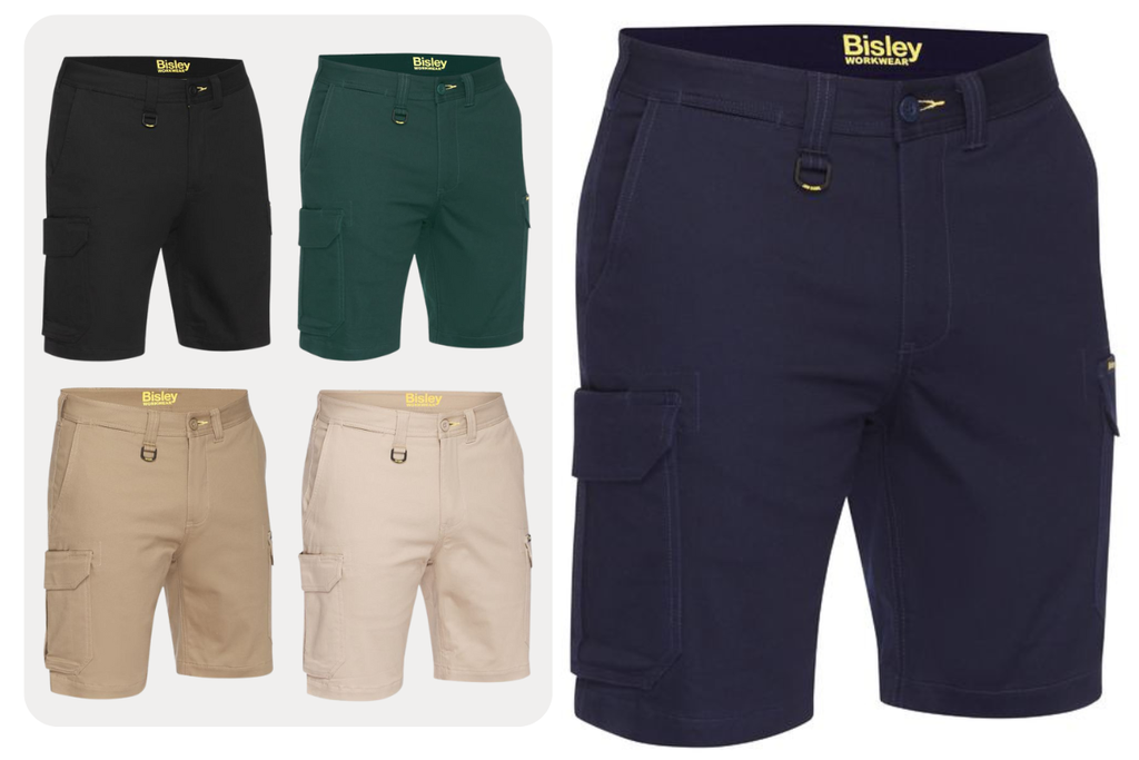 [BW-BSHC1008-W072] BISLEY BSHC1008 Stretch Cargo Shorts (72, White)