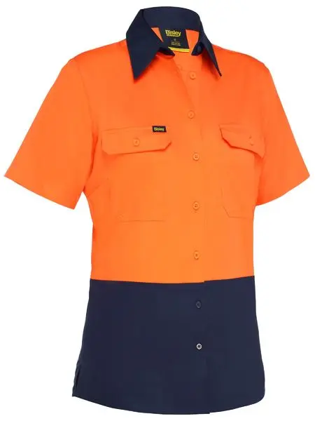[BW-BL1895-ON06] BISLEY BL1895 Women's Cool Lightweight Hi Vis Short Sleeve Drill Shirt (06)