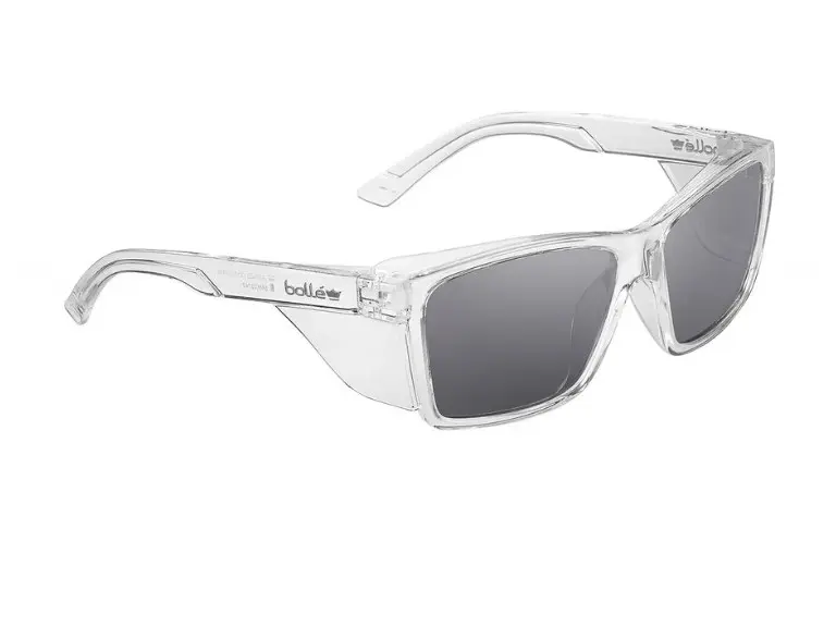 BOLLE Safety Glasses - Clear Frame - Smoke Lens