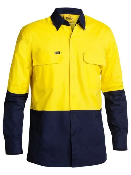 [BS-BS6415Y-S] BISLEY BS6415 AIRFLOW Ripstop Long Sleeve Drill Shirt (S, Yellow-Navy)