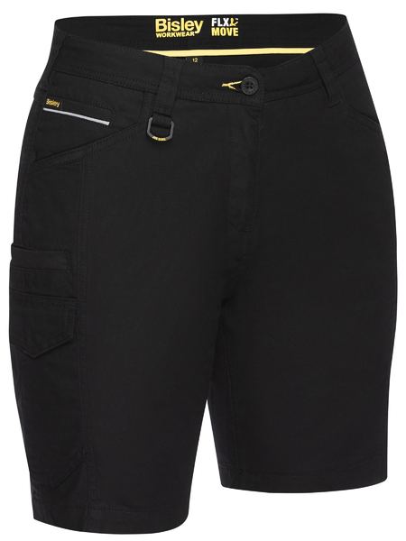 [BW-BSHL1044-B06] BISLEY BSHL1044 Womens Flx&Move Cargo Short (Black, 06)