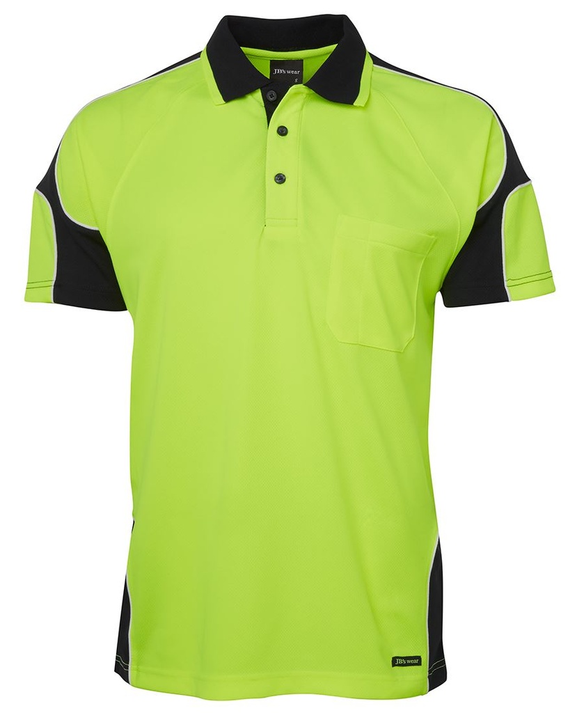 [JBS-6AP4S-LBL-2XS] JB's 6AP4S Hi Vis S/S Arm Panel Polo (Lime-Black, 2XS)