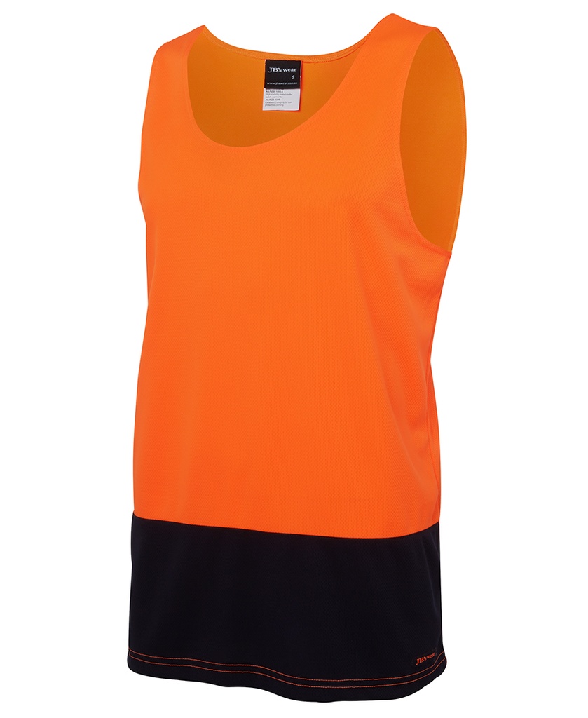 [JBS-6HTS-ON-S] JB's 6HTS Hi Vis Traditional Singlet (Orange-Navy, S)