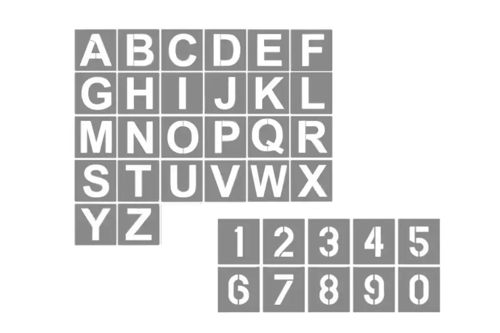 [PS-POLY09AZ] 150mm Poly Stencil Pack, 0-9 + A-Z