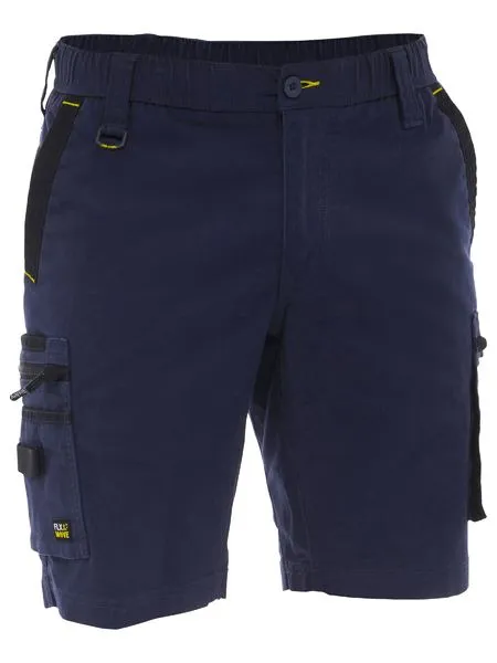 BISLEY BSHC1338 FLX & MOVE Elastic Waist Cargo Shorts - Navy