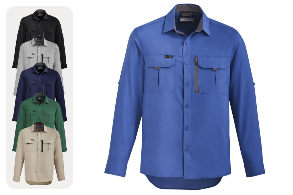 [ZW460-BLK-S] SYZMIK ZW460 Mens Outdoor Long Sleeve Shirt (S, Black)