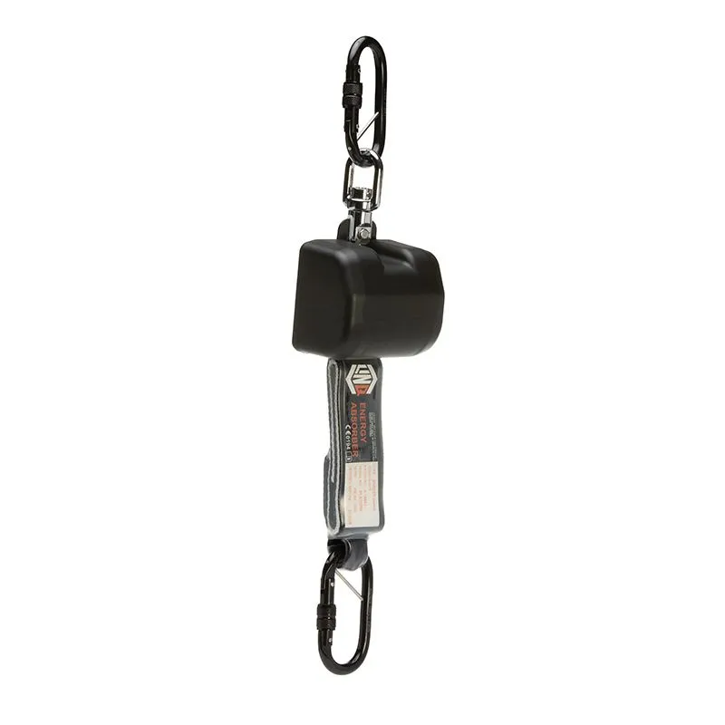 LINQ Self Retracting 2.5m Webbing Lanyard with 2 x Screw Gate Karabiners
