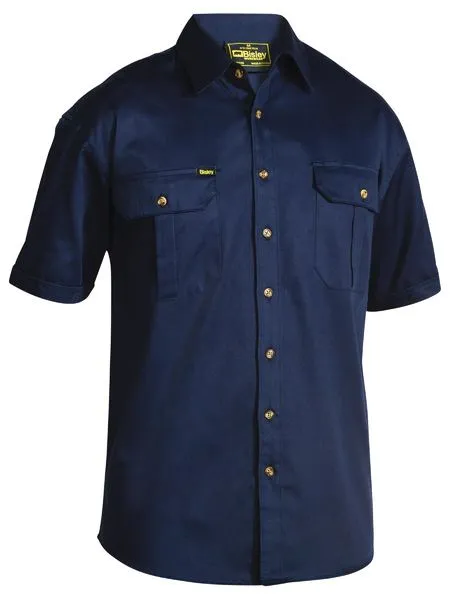 BISLEY BS1433 Original Cotton Drill Short Sleeve Shirt, Navy
