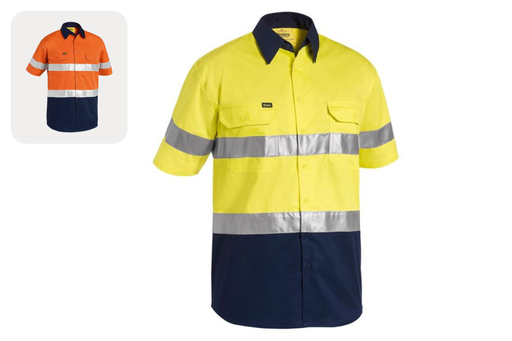 BISLEY BS1896 Reflective Taped Short Sleeve Lightweight Shirt