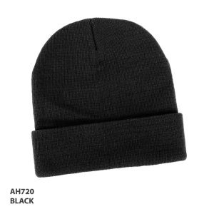 [AH720] Acrylic Rollback Beanie - Black