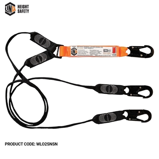 [LNQ-WLO2SNSN] LINQ Elite Double Leg Shock Absorbing Webbing Lanyard