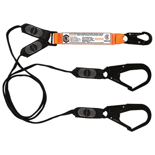[LNQ-WLO2SNSD] LINQ Elite Double Leg Shock Absorbing Webbing Lanyard - 1 x Snap Hook 2 x Scaffold Hook