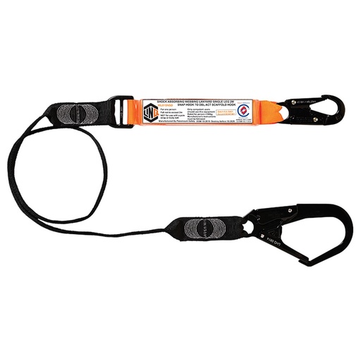 [LNQ-WLO1SNSD] LINQ Single Leg Shock Absorbing Webbing Lanyard with Snap Hook / Scaff Hook