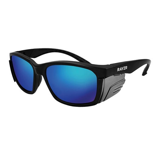 [ERZ361] Rayzr Safety Glasses - Matte Black Frame - Blue Mirror Polarised