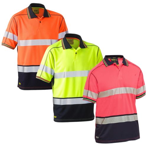 BISLEY BK1219T HiVis Poly Mesh Polo -Taped
