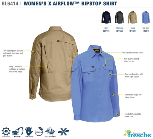 BISLEY BL6414 Womens X Airflow Ripstop Shirt
