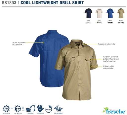 BISLEY BS1893 Lightweight Drill Shirt