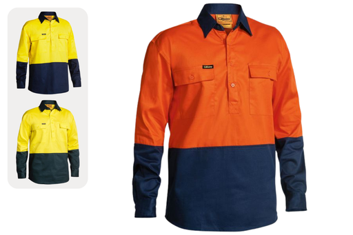 BISLEY BSC6267 Hi Vis Closed Front Drill Shirt