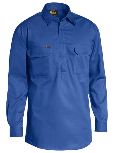 BISLEY BSC6820 Closed Front Cool Lightweight Drill Shirt, Royal