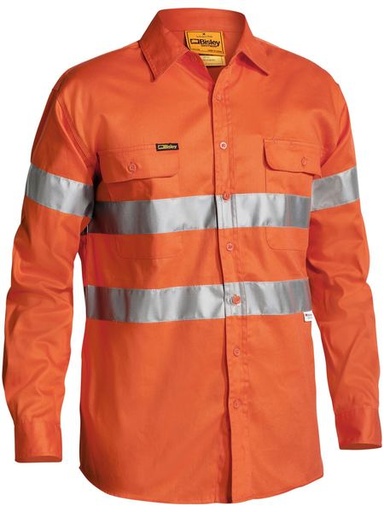 BISLEY BT6482 Taped Hi Vis Drill Shirt Hi Vis Orange