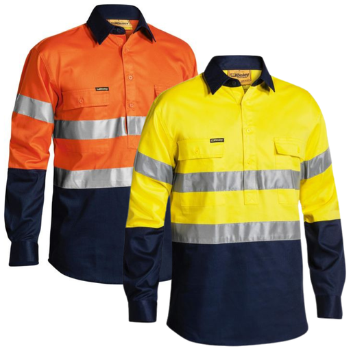 BISLEY BTC6456 Closed Front Reflective Taped Drill Shirt