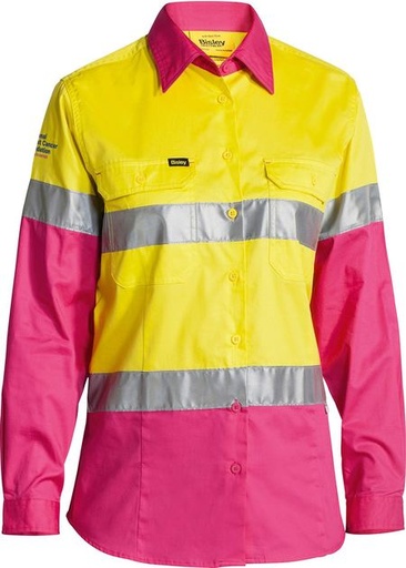 [BL6696T-YP06] BISLEY BL6696T Womens Taped Hi Vis Cool Lightweight Drill Shirt