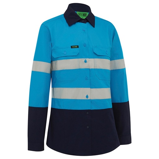 [WW-2012SBN] WORKIT 2012SBN Womens Taped Shirt Sky Blue/Navy