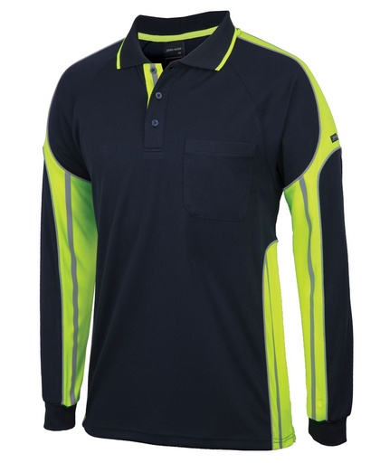 JB's 6SPPL Street Panel Polo, Long Sleeve, Navy/Lime